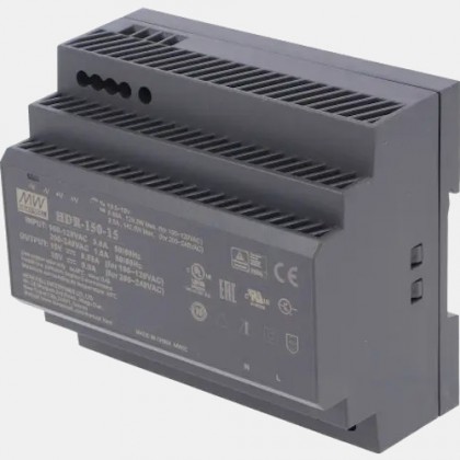 Zasilacz impulsowy HDR-150-15 na szynę Mean Well 142W 230VAC 15VDC